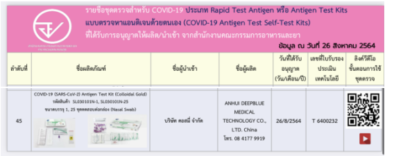 安徽深蓝医疗新冠前鼻自测试剂拿下泰国家用市场准入证